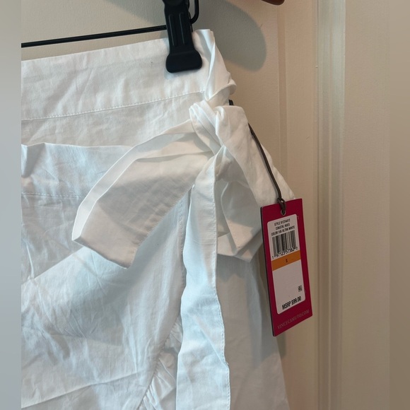 Vince Camuto Ruffle Detail Cotton Wrap Midi Skirt in Ultra White NWT - Picture 4 of 14